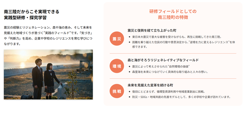 研修フィールドとしての価値を掲載