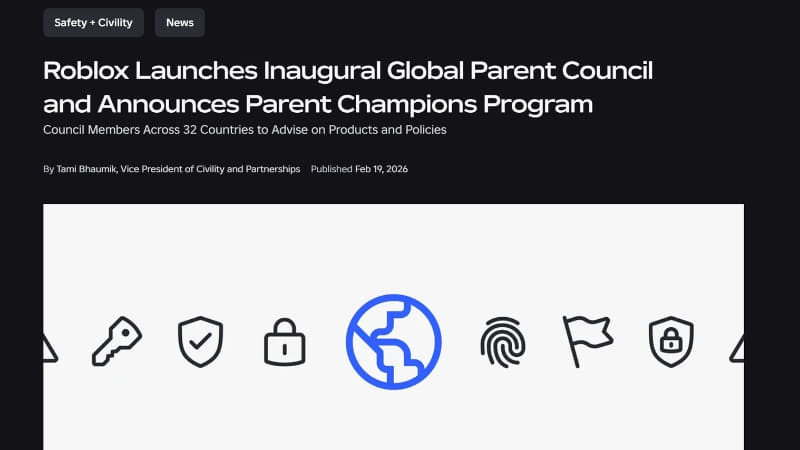 Roblox Parents Council（ロブロックス保護者評議会）に関する発表（出典：Roblox Japan公式サイトより）