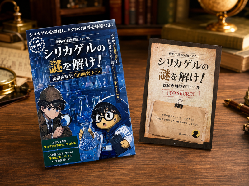 マルワ株式会社が、自由研究キット「理科の比較実験ファイル シリカゲルの謎を解け 探偵体験型自由研究キット」を発売（出典：マルワ株式会社、以下同じく）