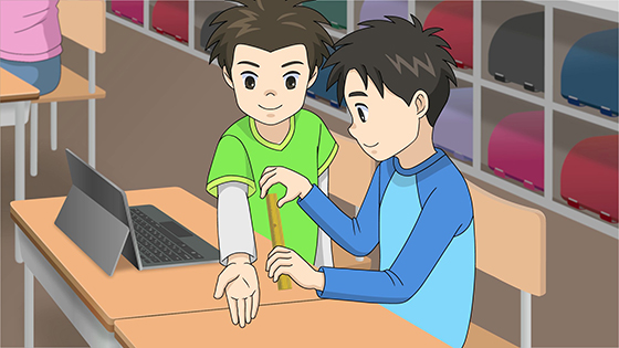 「画面までの距離と姿勢」（出典「健康に特化した事例アニメのご紹介」のWebページ）