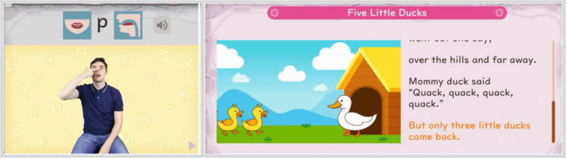 「フォニックス」では豊富なイラストや音声を使ってアルファベットと音のルールを学ぶ