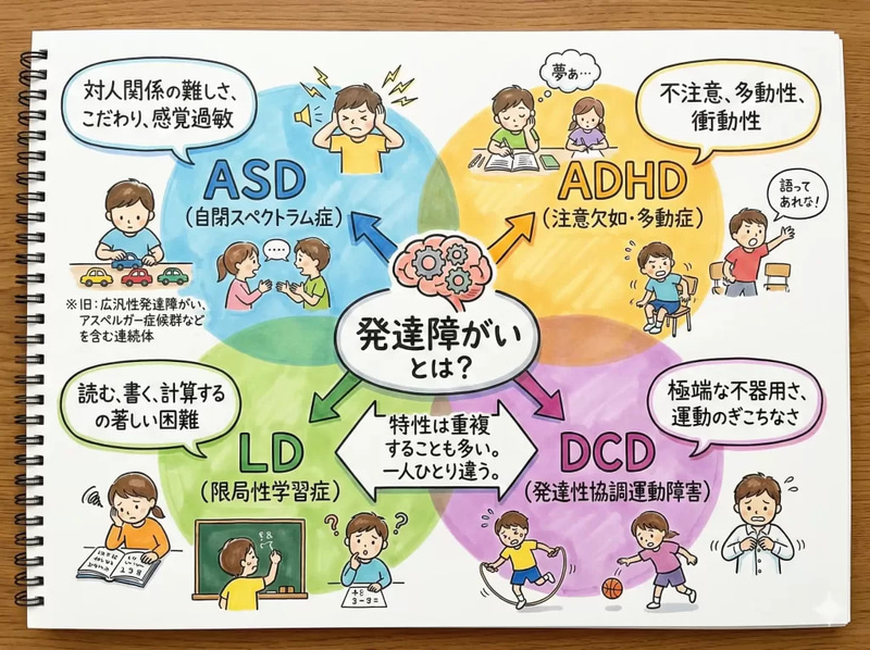 ASD、ADHD、LD、DCDなどの特性