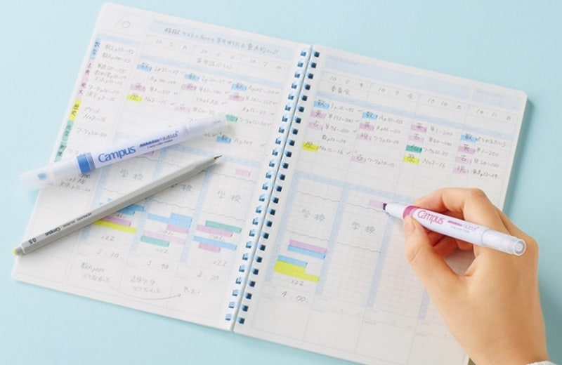 「キャンパス 時間管理がしっかりできるスタディプランナー（TIME LOG）」の利用イメージ