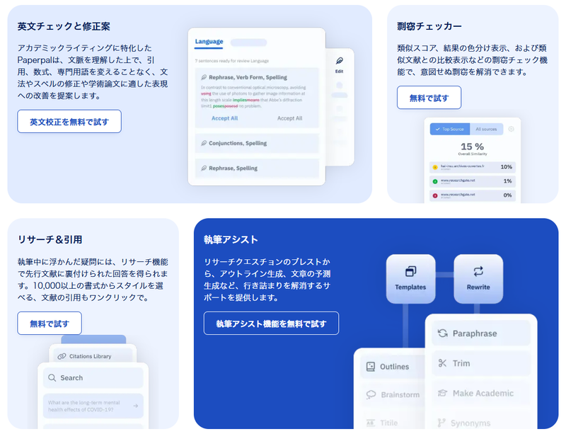 Paperpalの主な機能（出典：PaperpalのWebページより）
