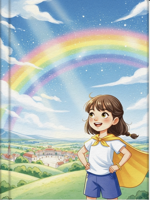Storybookで作成したオリジナルの絵本「虹色世界の魔法使い」の1ページ（動かす前）