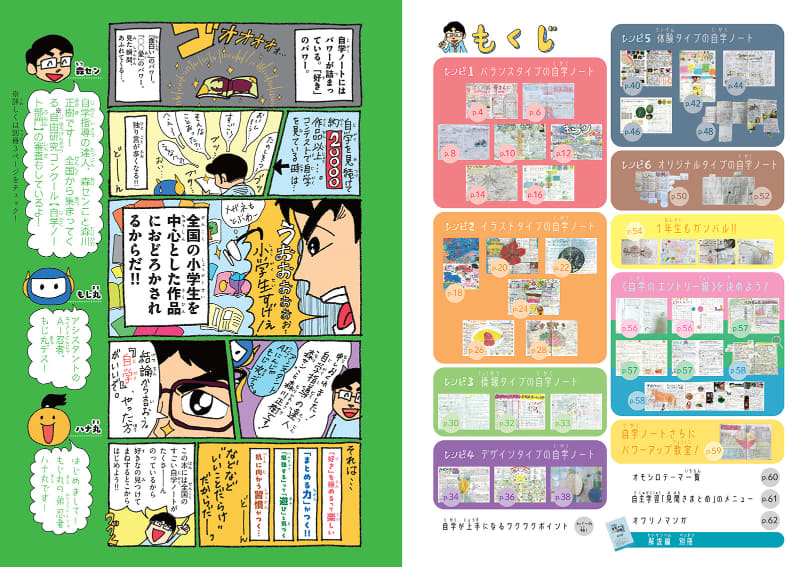 小学生の自学ノートを、6タイプに分類して紹介