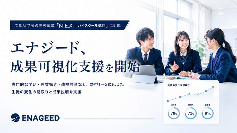 株式会社エナジードが、「N-E.X.T.ハイスクール構想」の採択結果公表を受け、生徒の資質・能力の育成成果を可視化するサービスを提供（出典：株式会社エナジード、以下同じく）