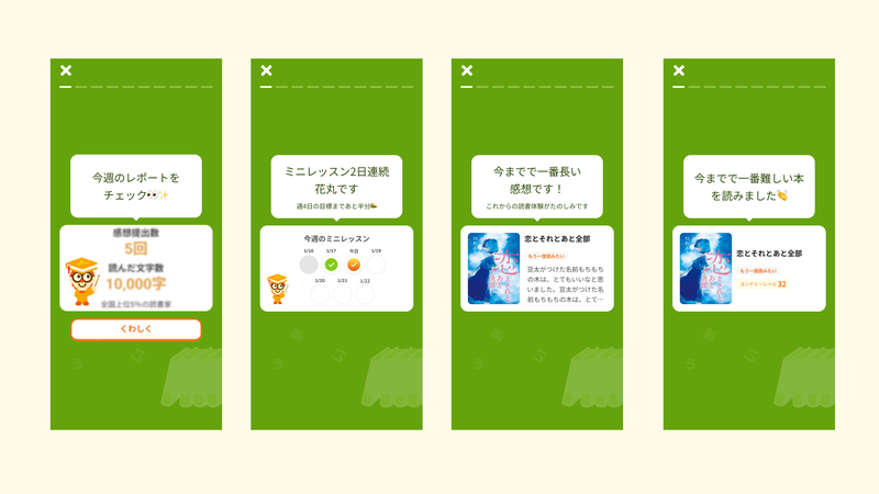 子供の行動に応じたメッセージを表示