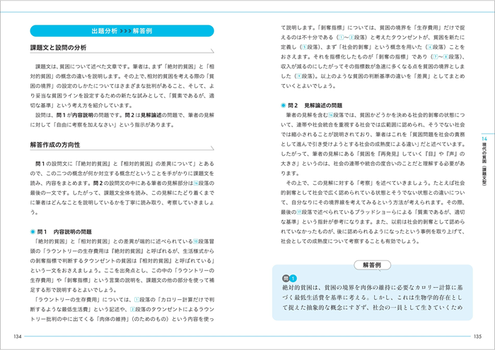 各問題に出題分析と解答例を掲載（『総合型・学校推薦型選抜 過去問と解説 小論文 経済・経営・商学部』より）