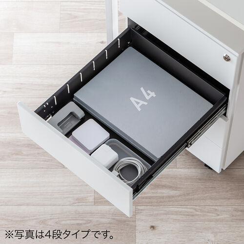 A4ファイルを平置きで引き出し内に収納可能
