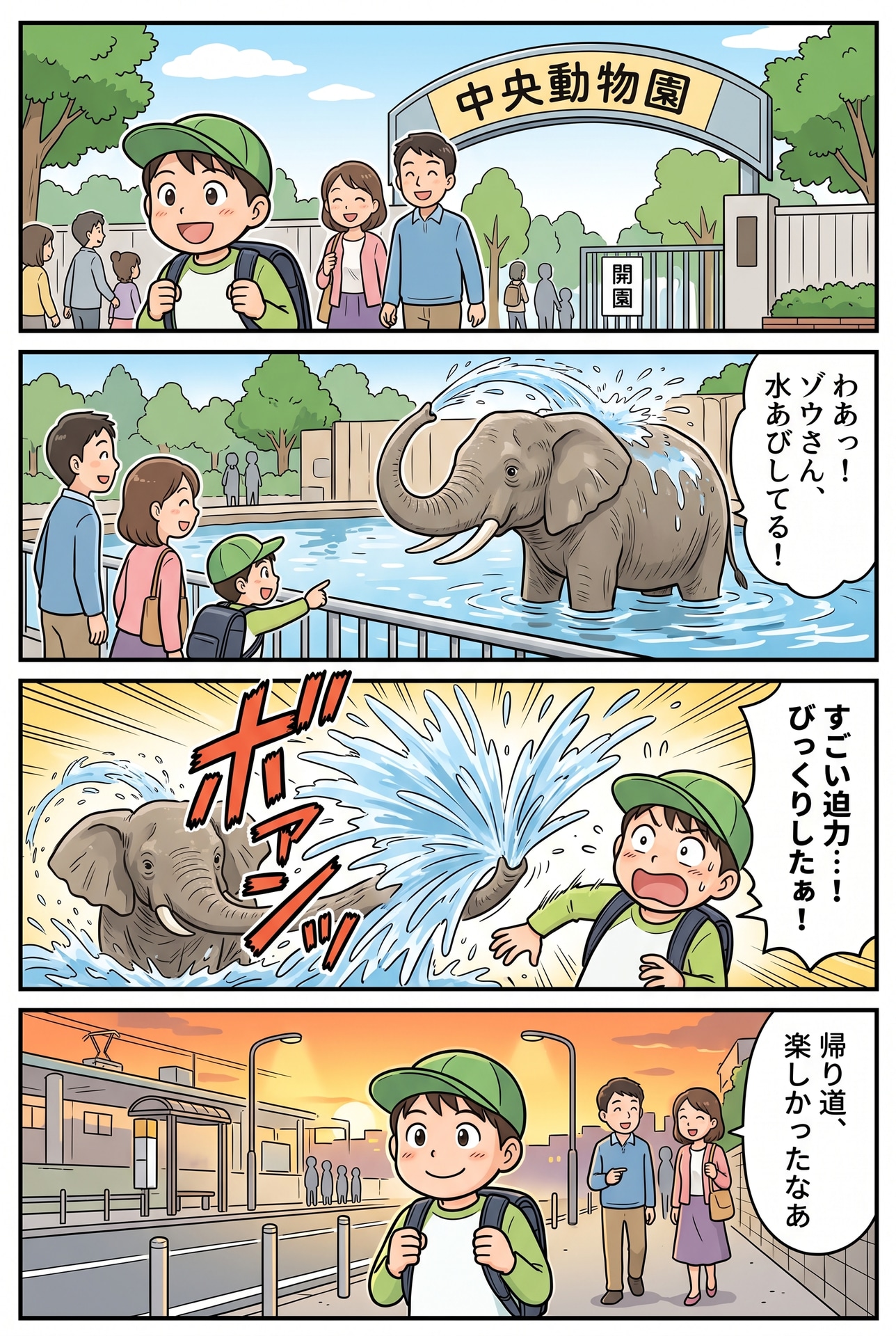 生成された4コマ漫画の例