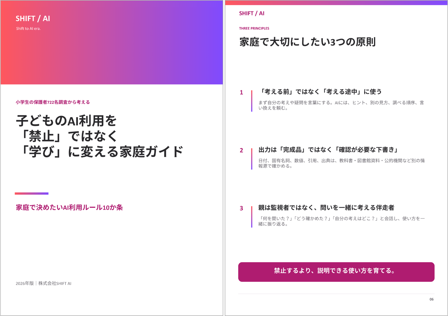 家庭で親子が話し合っておきたいポイントをまとめた『親子で考える「家庭のAIルール10か条」』
