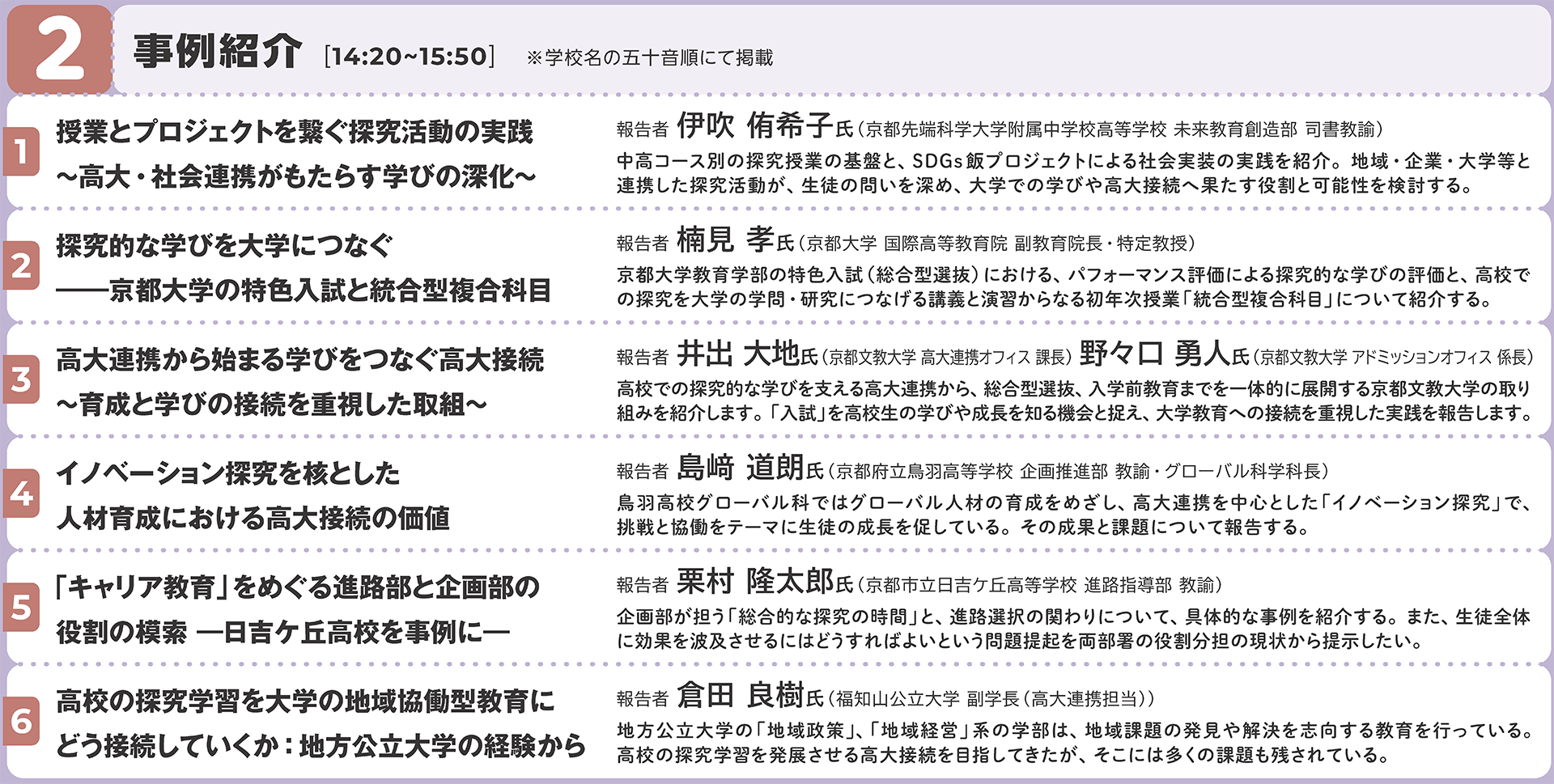 高校・大学の現場から具体的な事例を紹介