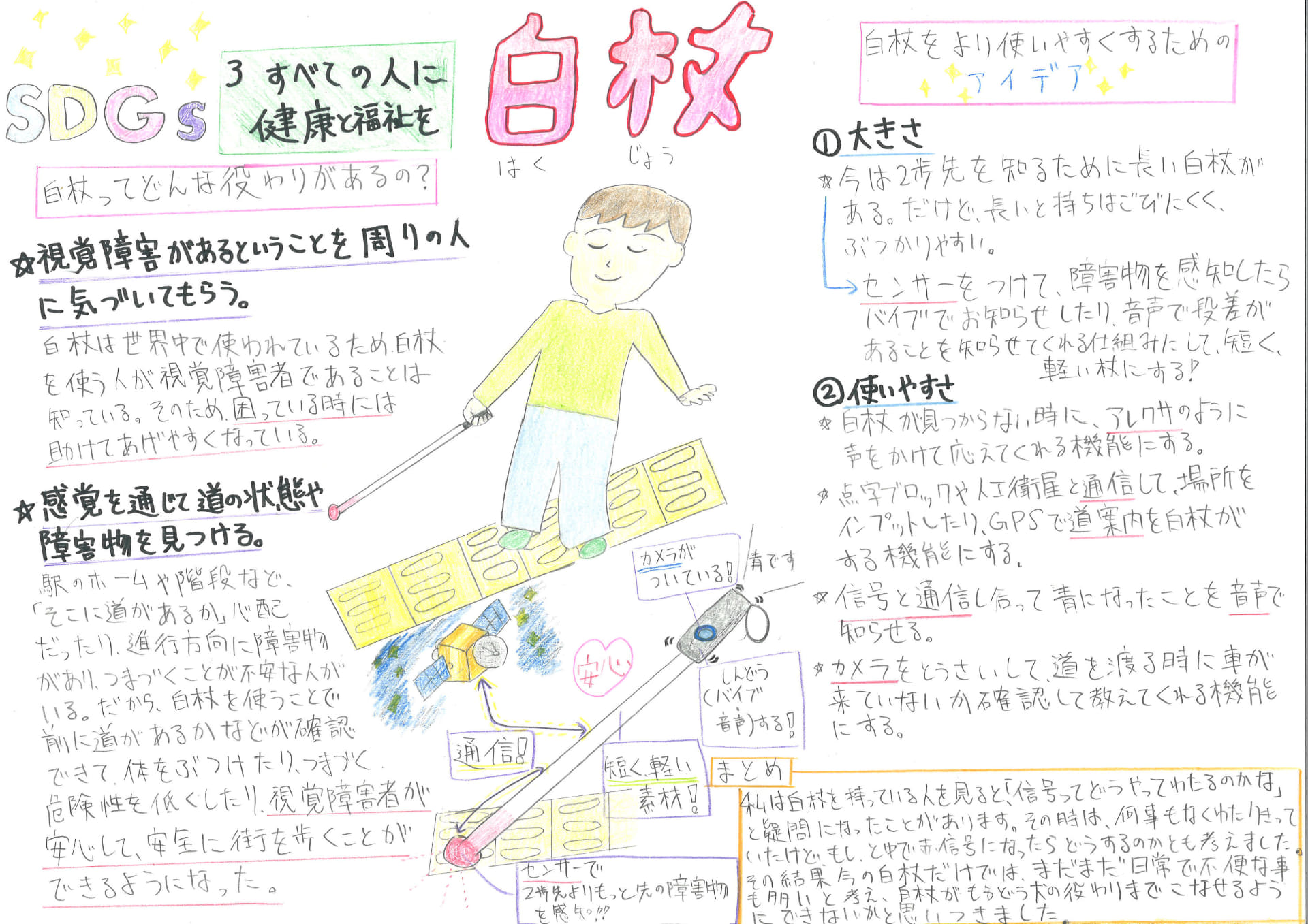 神山理乃さん（5年）の「白杖」