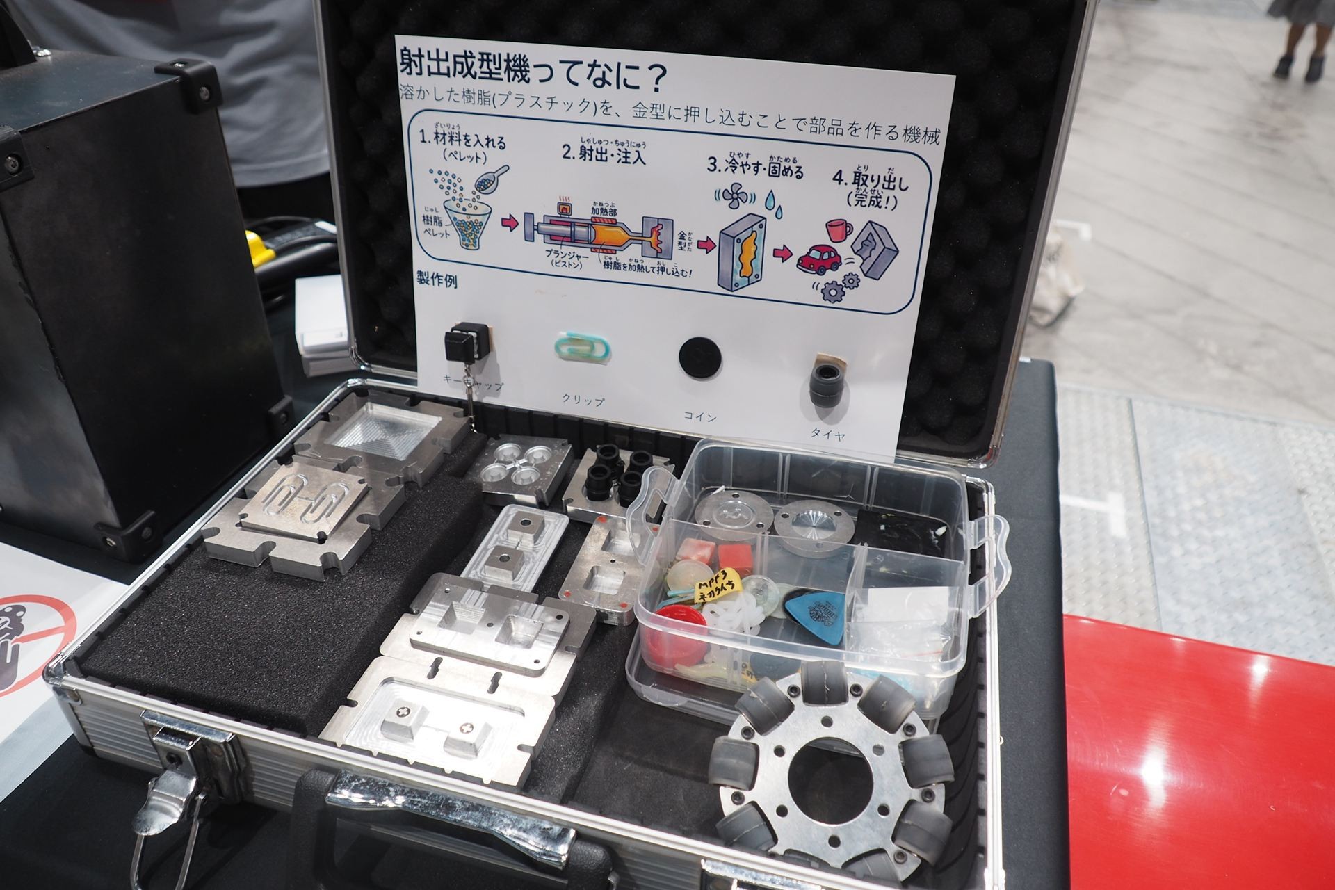 「ちっちゃい工場」で製作した成形品と、成形に使用する金型