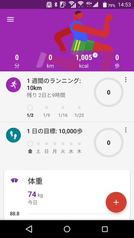 目標設定直後の画面