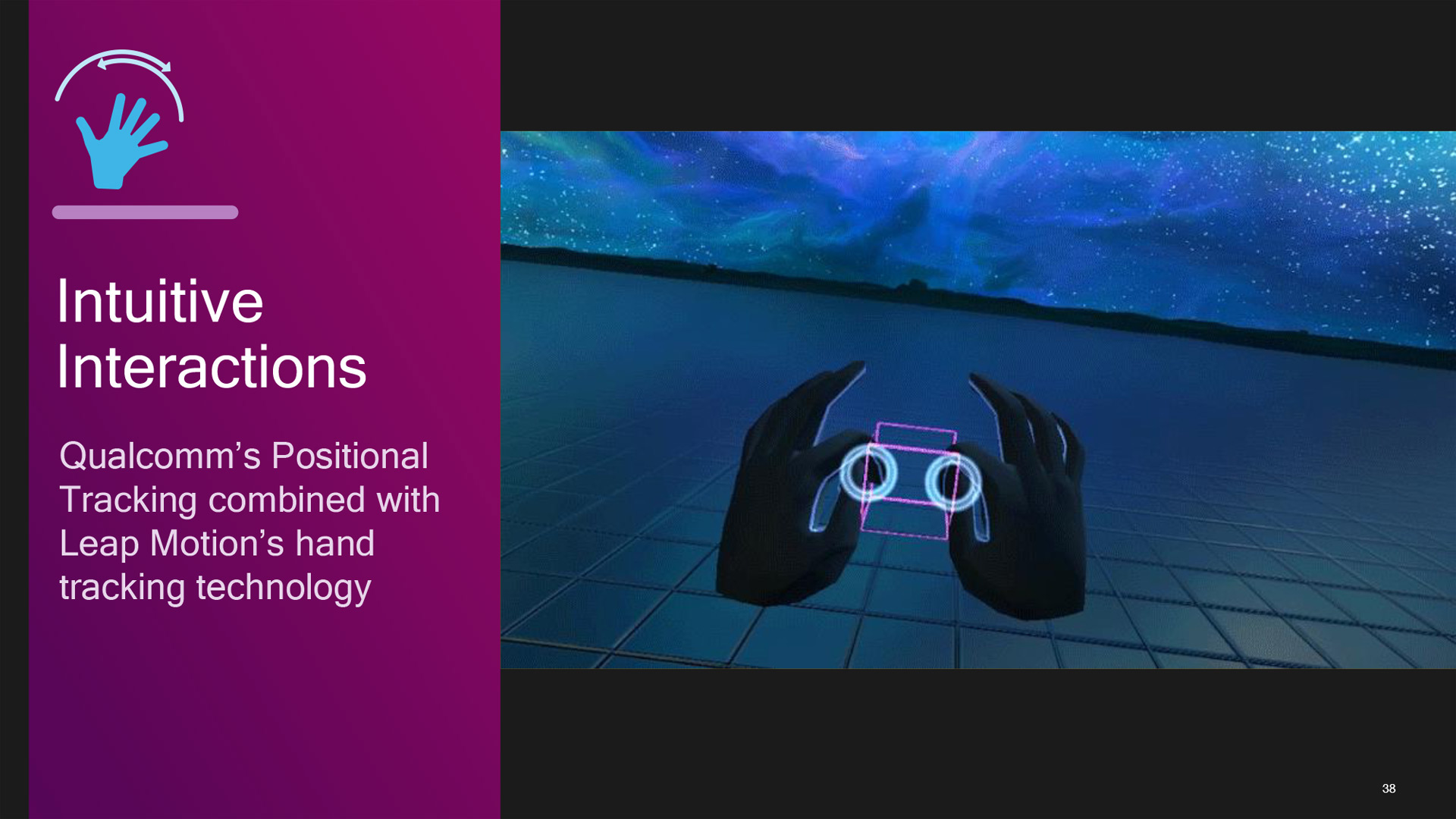 ヘッドマウントディスプレイのカメラセンサーを利用して、ユーザーの手の動きを正確にトラッキングできるように