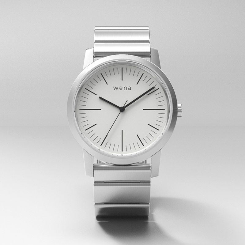 ソニーのハイブリッドスマートウォッチ「wena wrist」の「Three Hands モデル」。カラーは3色あります。メーカー価格は税別4万2800円～4万9800円。