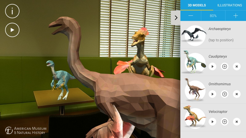 アメリカ自然史博物館の恐竜を表示するアプリ