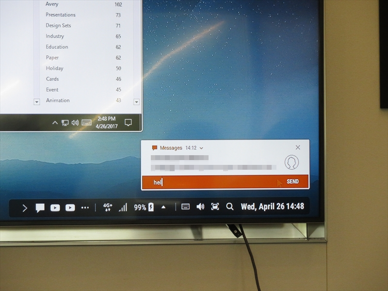 SMS通知のポップアップ内から返信