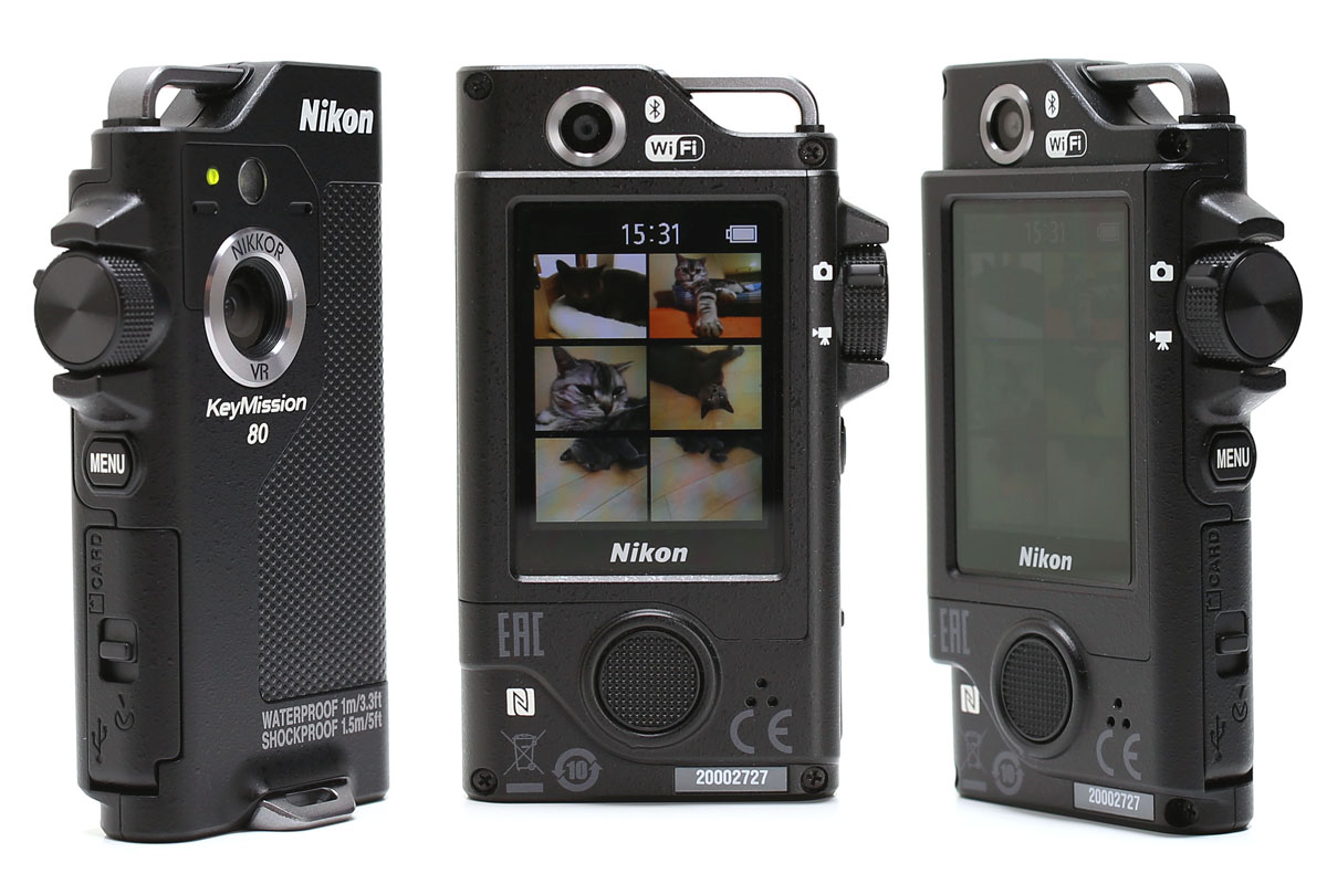 「KeyMission 80」はデザインも独特。眺めても楽しめるようなプロダクトです。形状やボタン位置は奇抜に見えますが、片手での扱いやすさまで含めて、機能性を優先したデザインに思えます。