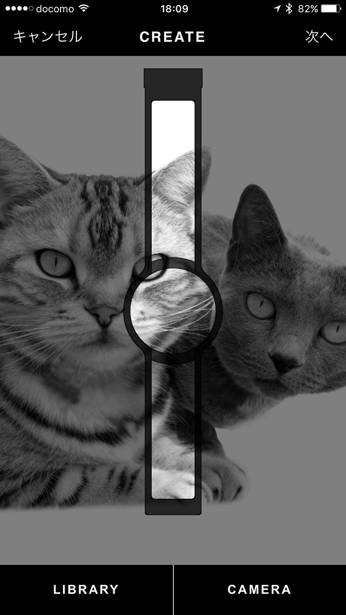 「FES Watch U」専用アプリを使い、スマートフォン内の写真を文字盤のデザインにしてみました。表示はグレースケールですが、オリジナル・デザインの腕時計がすぐできちゃいます♪　縦長の画像を用意すれば、バンド部分までオリジナルの柄などを入れたデザインにできます。