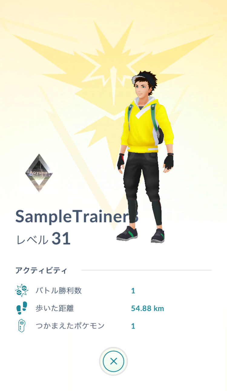 他のトレーナーから見えるプロフィール画面
