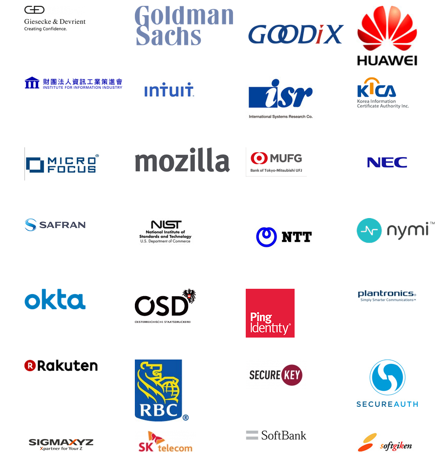 FIDOアライアンス「Sponsor Level」にソフトバンクとNTTが加盟（画像は加盟企業の一部）