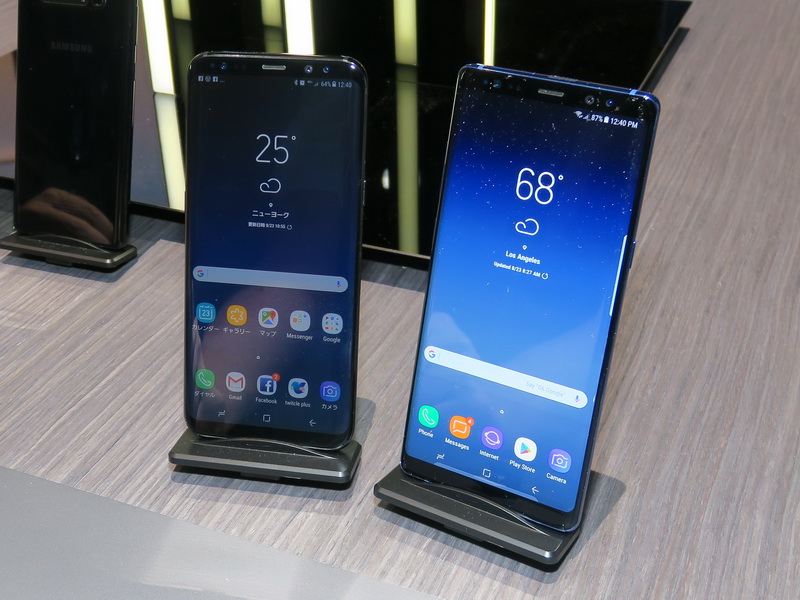 国内で好調な売れ行きを記録しているGalaxy S8+（左）に続き、国内でもGalaxy Note8の発売を期待したい
