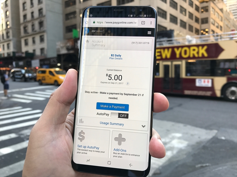 SIMロックを解除したGalaxy S8+に、AT&TのSIMカードを挿した