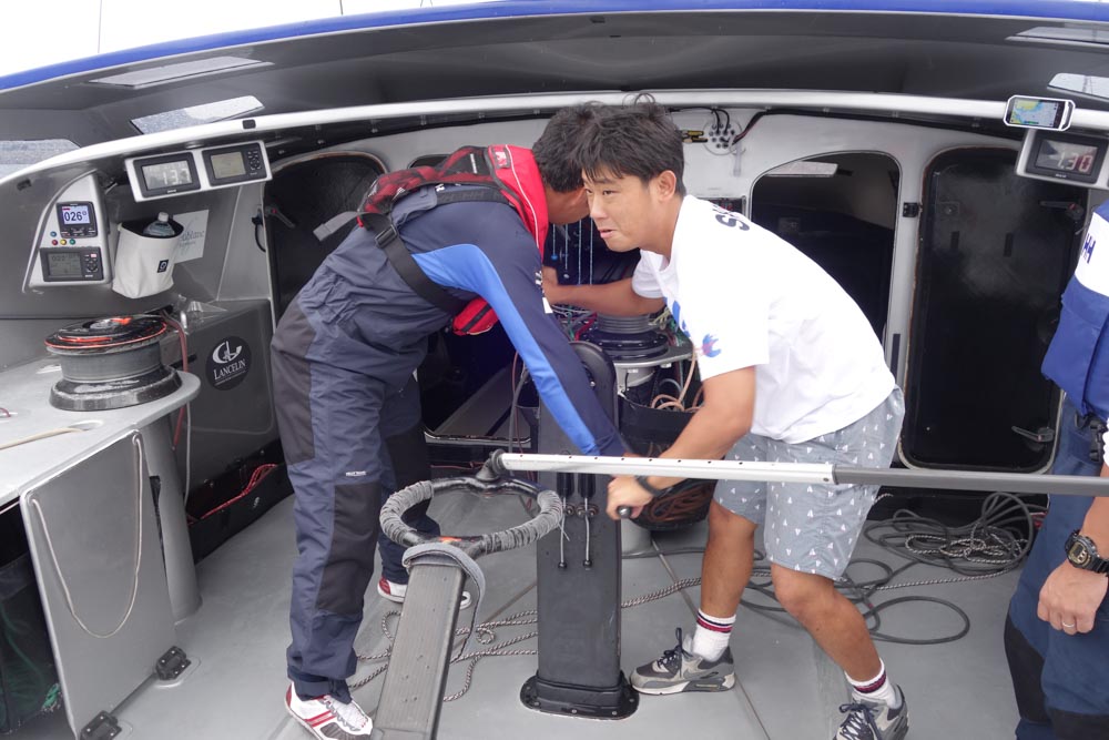 こんな感じでハンドルをグルグル回す。あまり重たくはない