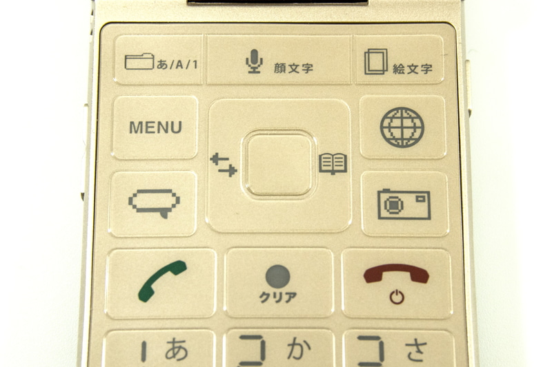 テンキー上部。アルバムアプリやカメラ、ボイスコマンドの起動が割り当てられている。吹き出しアイコンのボタンは任意のアプリを割当可能