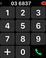セルラー機能搭載で楽しくなった「Apple Watch Series 3」 Apple Watchのみで電話をかけることもできる。ダイヤラーはパスコード入力と同じ画面だが、従来よりも大きく表示され、操作しやすい