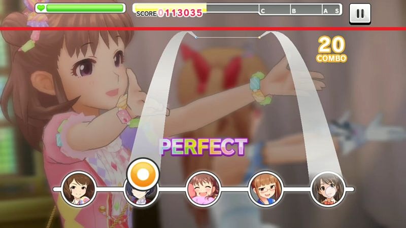 ノーツが表示される頂点を赤い線で表示した。これは16：9の場合<br>©BANDAI NAMCO Entertainment Inc.