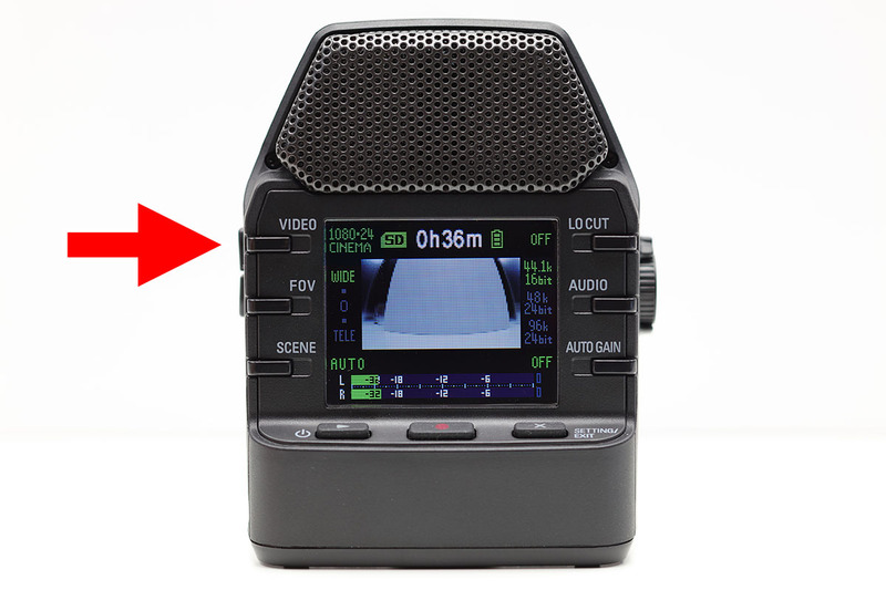 撮影スタンバイ状態の画面表示。ビデオの録画設定を変えたい場合、左上の「VIDEO」ボタンを押します。押すたびに録画モードが変わります。