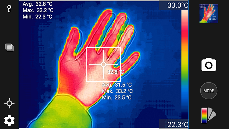 サーマルイメージングカメラ用のアプリ「FLIR」