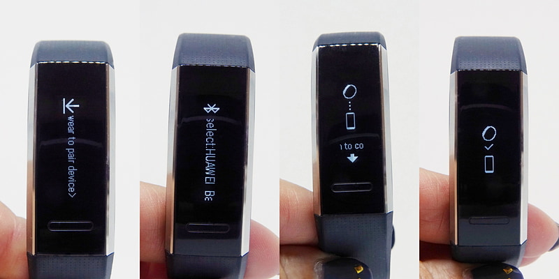 左上から順に通常表示、心拍数計測、ランニング、サイクリング、水泳、呼吸の各画面。ちなみに、表示は順送りにしか対応しておらず、行き過ぎてしまったらもう一巡するほかない。ディスプレイ全体がタッチ対応ではないことに注意