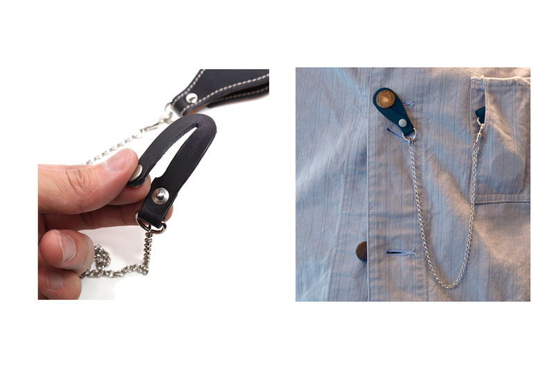 フラップを開いて時間を見ることも、フラップを閉じた状態で時間を見ることもできます。なかなか粋なデザインです。チェーン端のループをボタンに留めることもできます。※写真はメーカーサイトより抜粋/ホルダーに時計は付属しません。