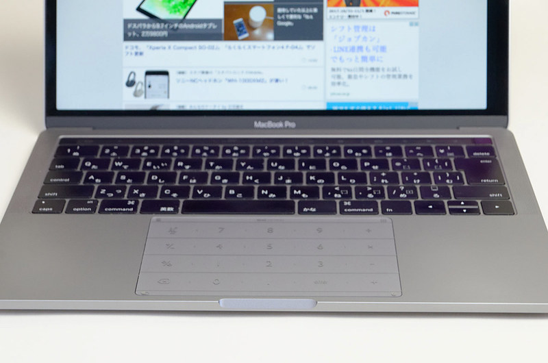 MacBook Proに装着。サイズの異なる他のMacBookシリーズ用も販売されている