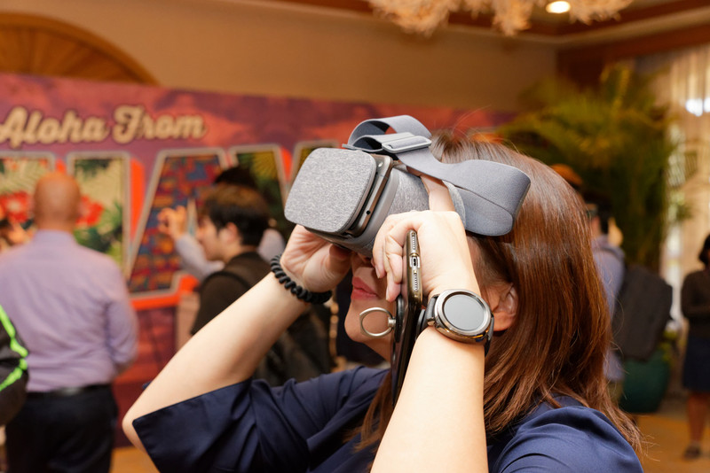 水槽内の360度カメラの映像をVRスコープで眺めることが可能だった
