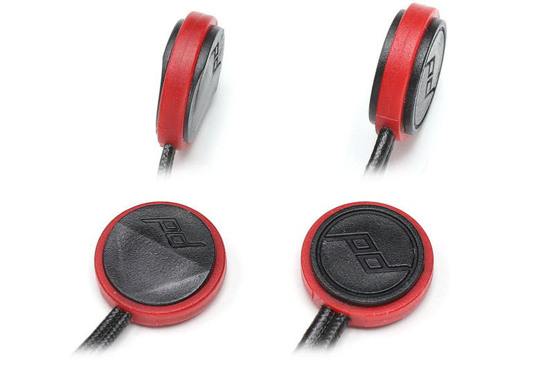 写真左は、左側が新型アンカーで、右側が旧型です。新型アンカーは、ヒモが接続されている箇所の近くが斜めになっています。この形状によりストラップとの脱着が非常にスムーズになりました。写真右は、歴代アンカーで、左側から最新型、やや古いタイプ、さらに古いタイプです。最新型のヒモは細めなので、デジカメのストラップホールにより通しやすくなりました。ちなみにこれらアンカーの耐荷重はどれも90kg（1個につき）。