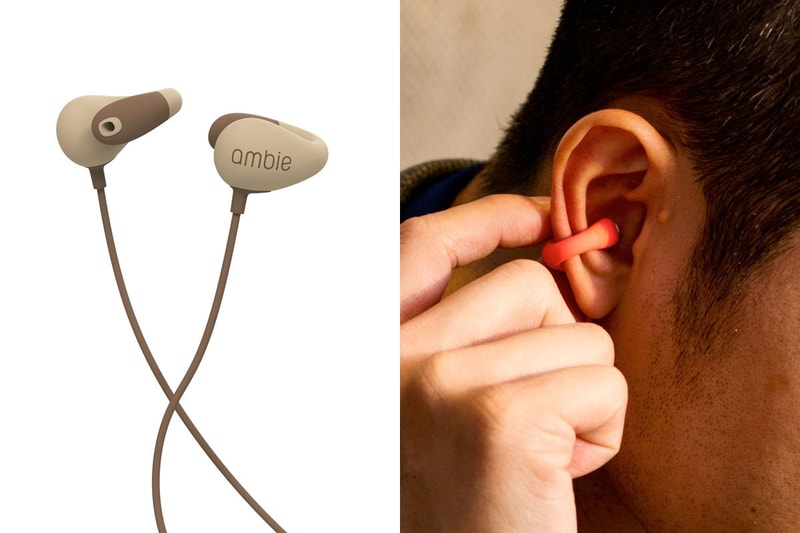 左は、周囲の音もイヤホンからの音も聞こえるambie「Ambie sound earcuffs」。右は、車載FMラジオからスマートフォンの音楽を流せるサンワダイレクト「FMトランスミッター BTF-340」。