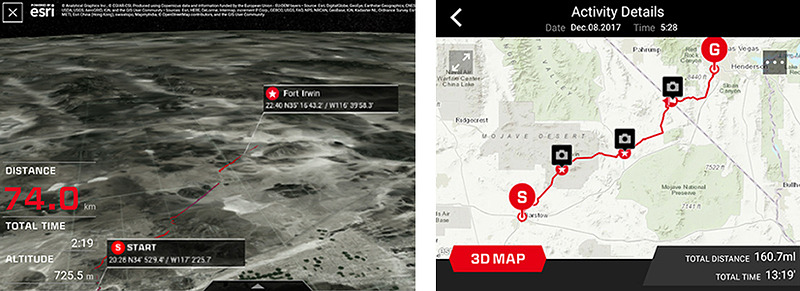 2D・3D地図上でナビルートを表示