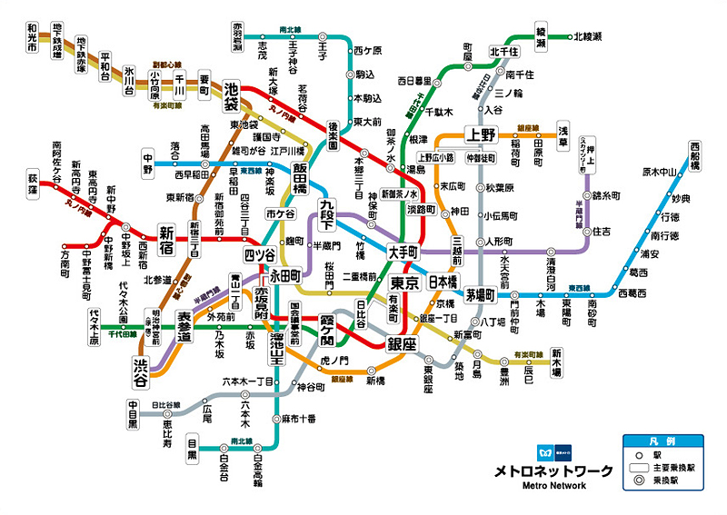 東京メトロの路線図