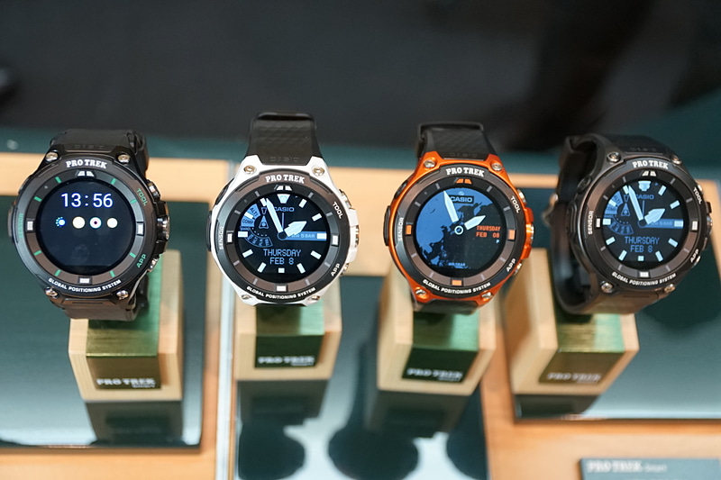 PRO TREK Smartの現行モデル「WSD-F20」は、3種類が発売済。ホワイトモデルは3月16日に発売予定