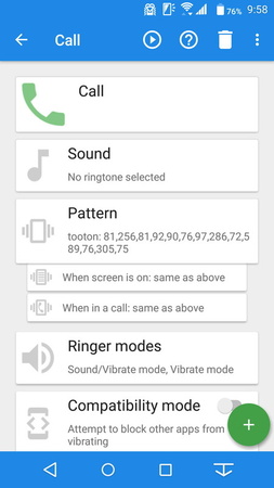 全ての電話着信に共通の振動・音パターンを設定したり、相手ごとに異なるパターンを設定したりできる