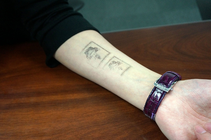 数日はもつとのこと。鹿島氏の腕にあった跡。タッチ＆トライは3月10日に大阪、21日に東京で開催される