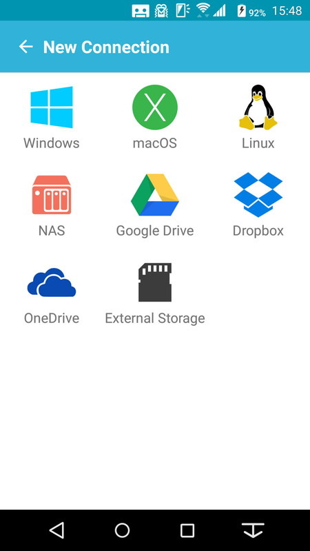 無償版はローカル以外のアクセス先として「Windows」のみ選択可能