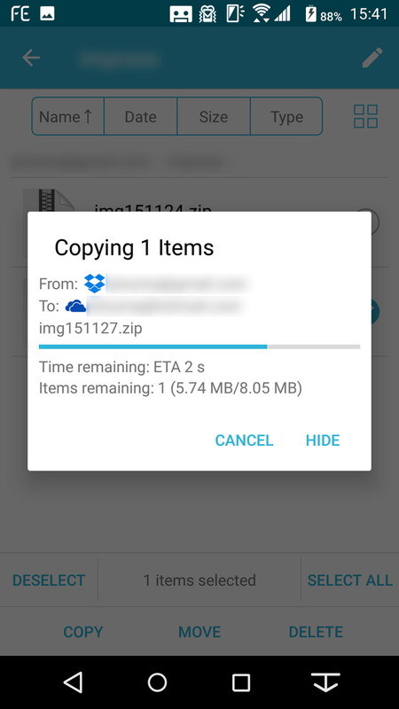 DropboxからOneDriveへコピー。いちいちダウンロードしてからアップロードする、という手間は不要