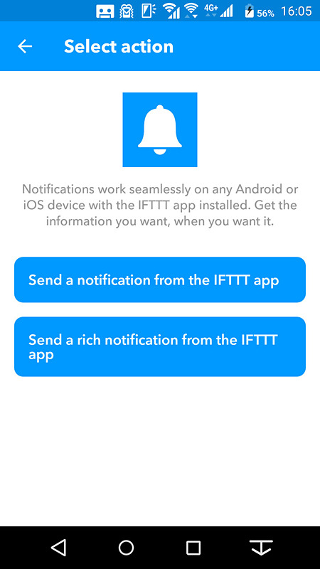 アクションは「リッチな通知」。ここの設定は特に変えなくてもよい